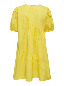 ONLY Regular Fit O-Neck Puff sleeves Short dress -Lemon Zest - 15296219