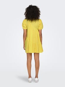 ONLY Normal passform O-ringning Puffärmar Kort klänning -Lemon Zest - 15296219