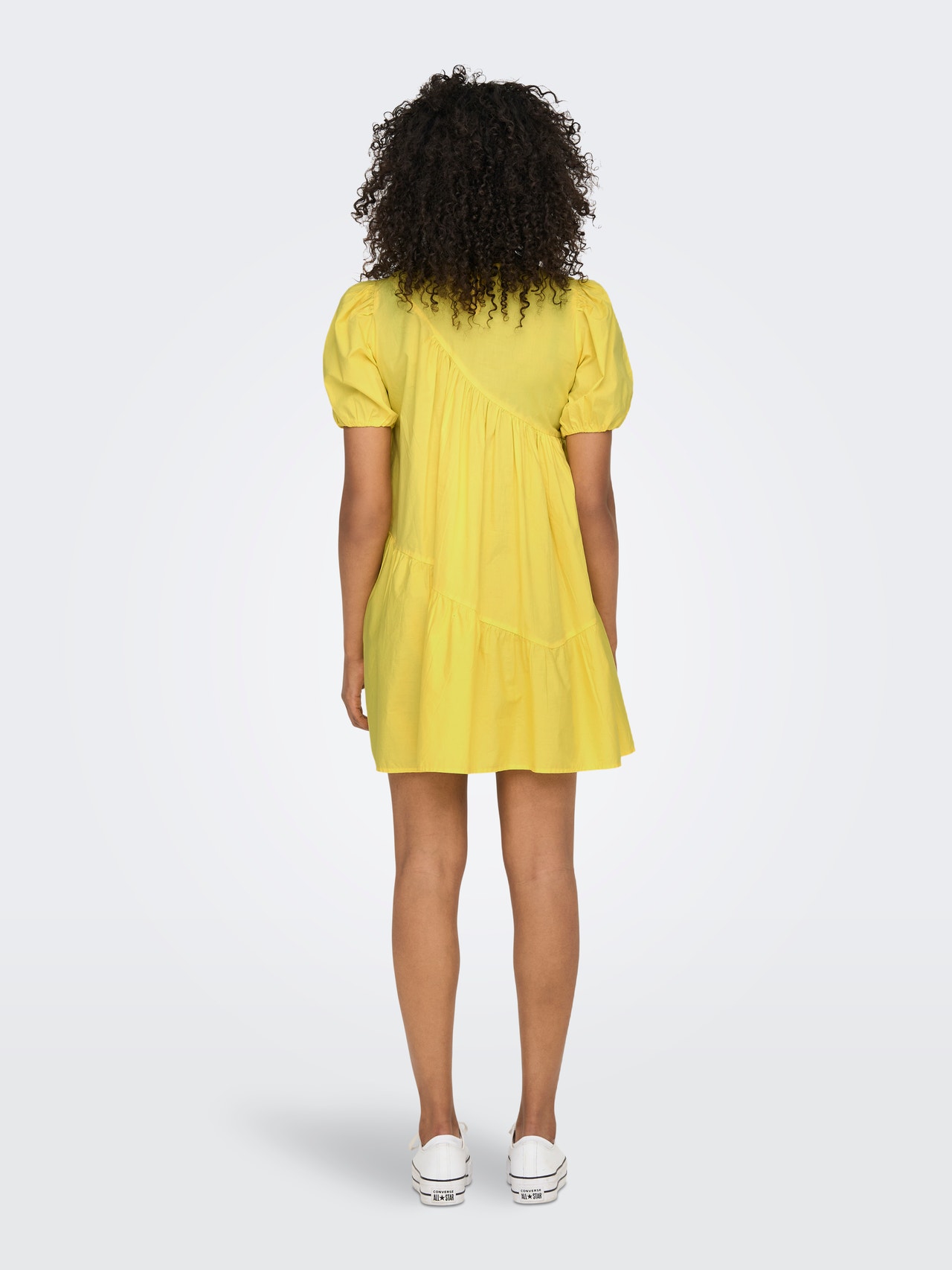 ONLY Regular Fit O-Neck Puff sleeves Short dress -Lemon Zest - 15296219