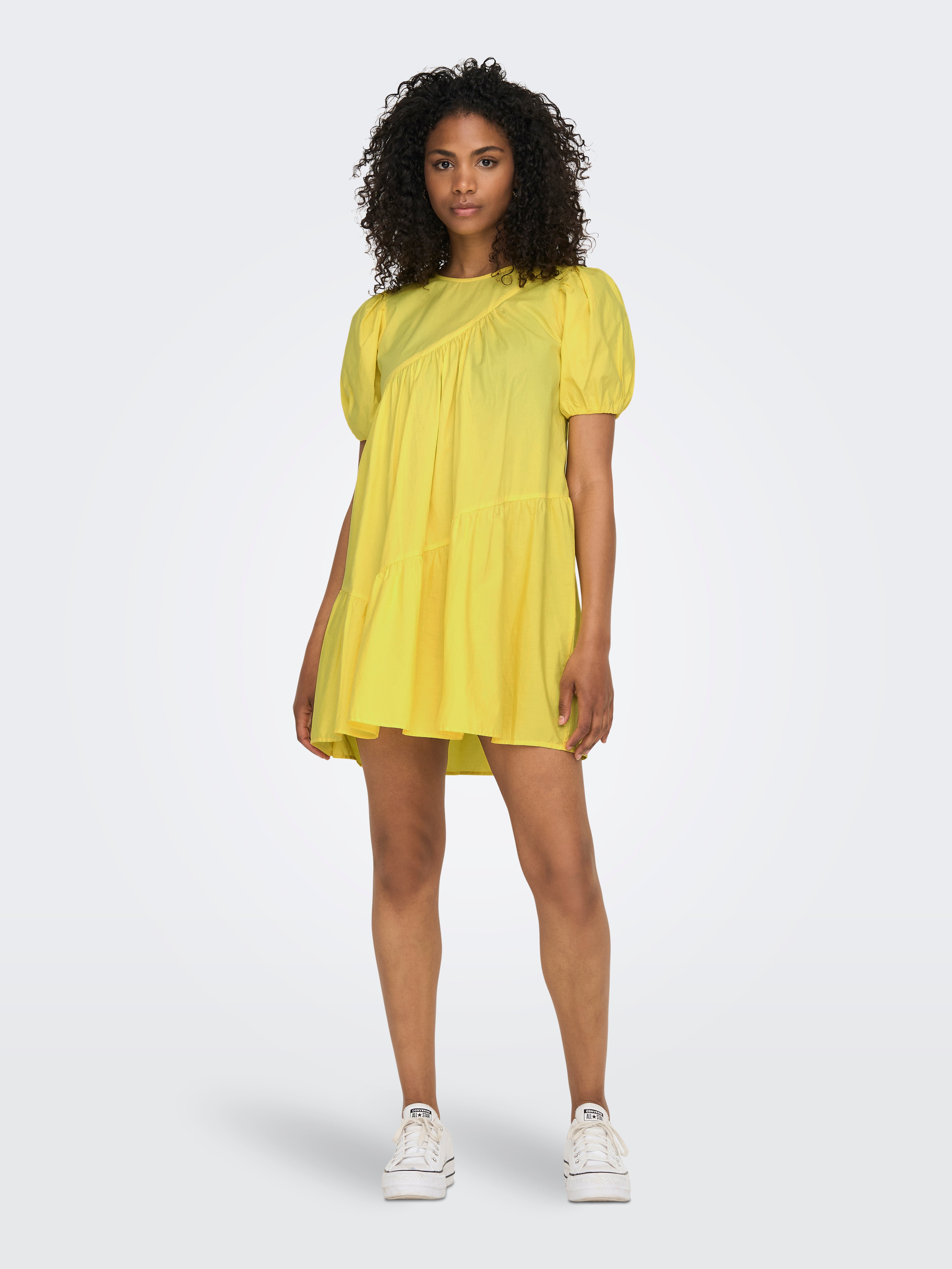 Zara yellow store puff sleeve dress