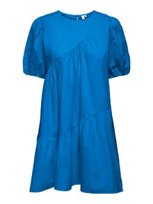 ONLY Robe courte Regular Fit Col rond Manches bouffantes -Indigo Bunting - 15296219