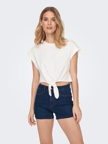 ONLY Cropped Top With Knot Detail -Cloud Dancer - 15296226