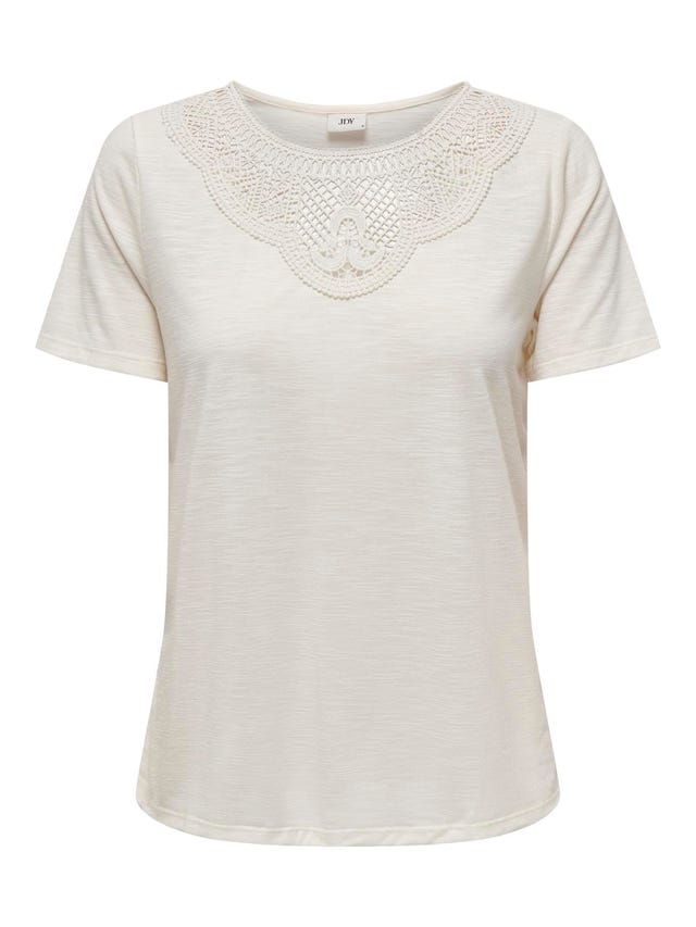 ONLY o-neck top with lace detail - 15296235