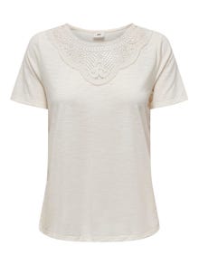 ONLY o-neck top with lace detail -Cloud Dancer - 15296235