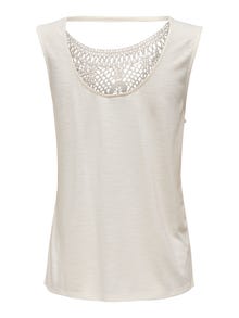 ONLY Sleeveless o-neck top with lace detail -Cloud Dancer - 15296246