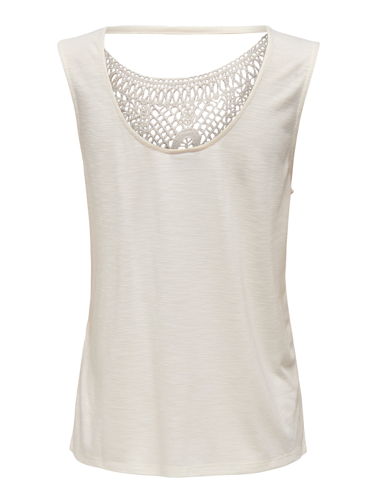 ONLY Sleeveless o-neck top with lace detail -Cloud Dancer - 15296246