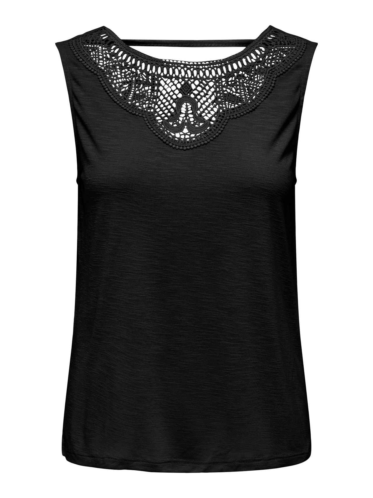 ONLY Sleeveless o-neck top with lace detail -Black - 15296246