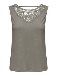 ONLY Sleeveless o-neck top with lace detail -Driftwood - 15296246