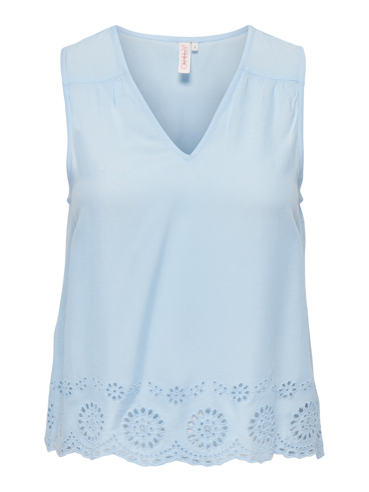 ONLY V-neck top with lace detail -Clear Sky - 15296317