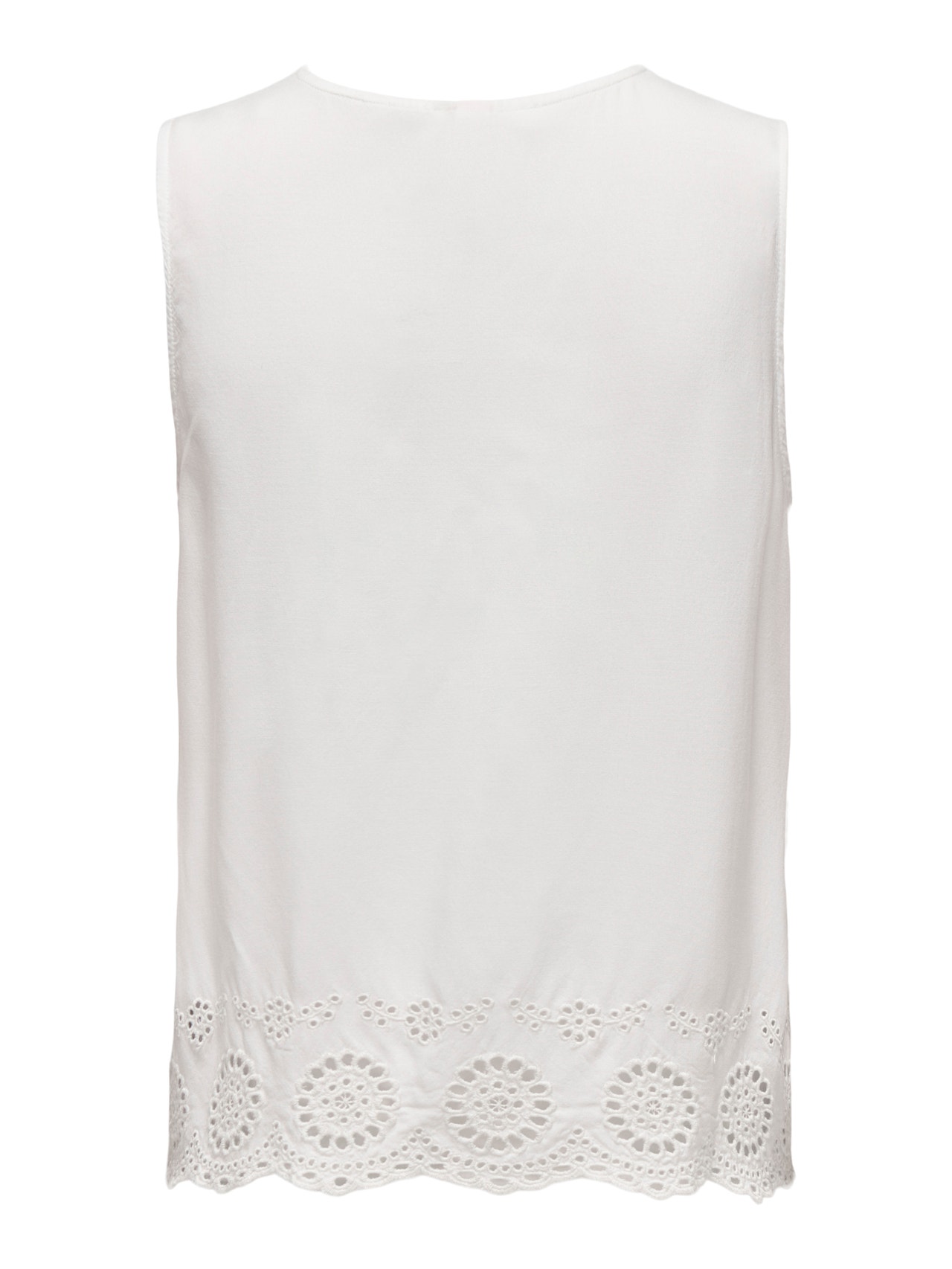 ONLY V-neck top with lace detail -Cloud Dancer - 15296317