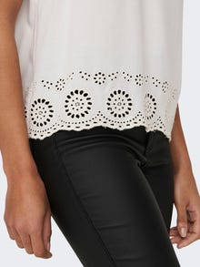 ONLY V-neck top with lace detail -Cloud Dancer - 15296317