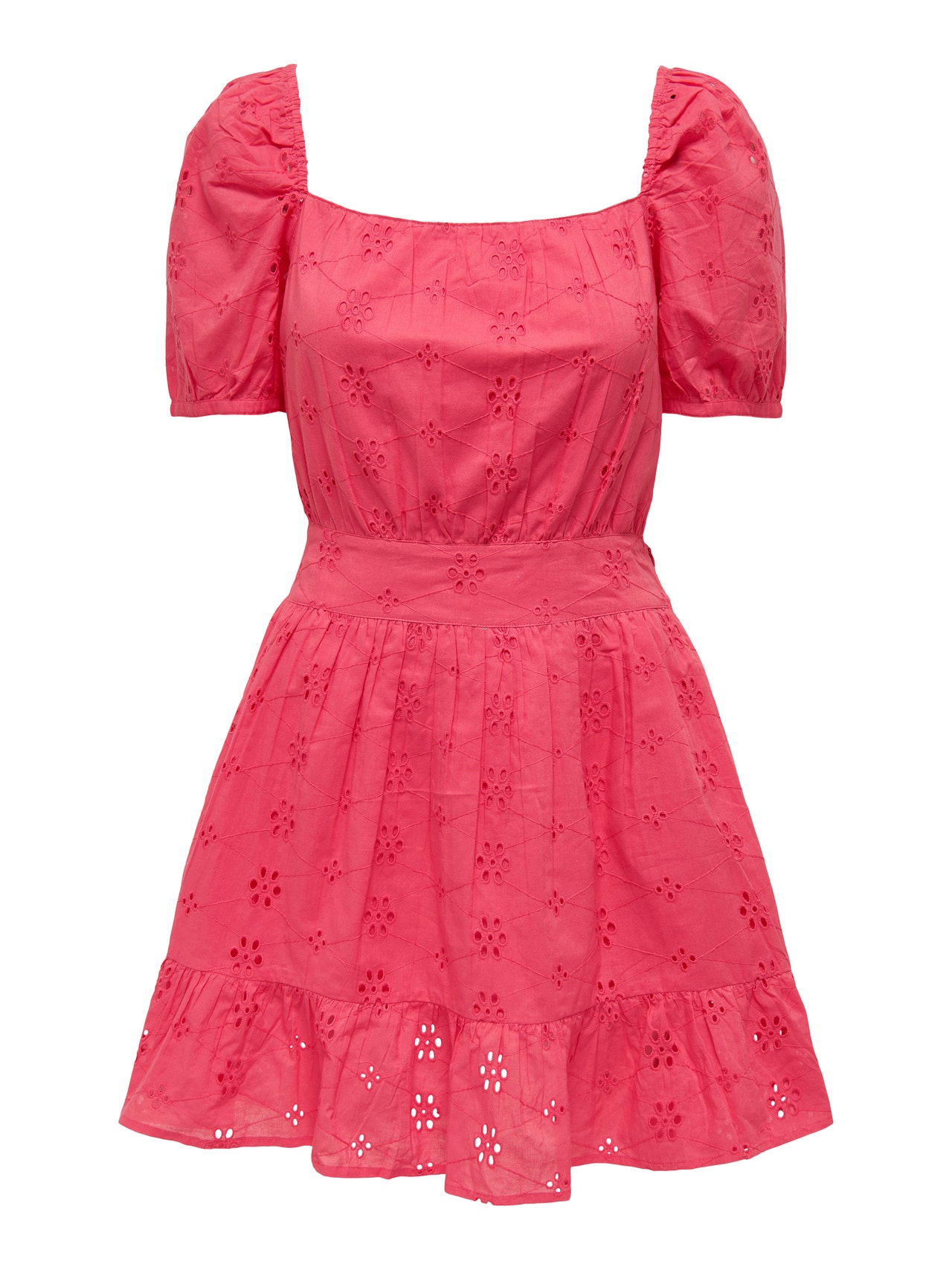 ONLY Mini kjole med blondetalje og pufærmer  -Teaberry - 15296335