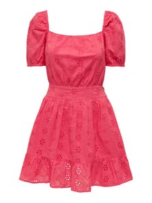ONLY Normal geschnitten U-Ausschnitt Puffärmel Kurzes Kleid -Teaberry - 15296335