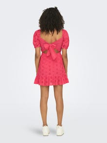 ONLY Regular Fit U-Neck Puff sleeves Short dress -Teaberry - 15296335