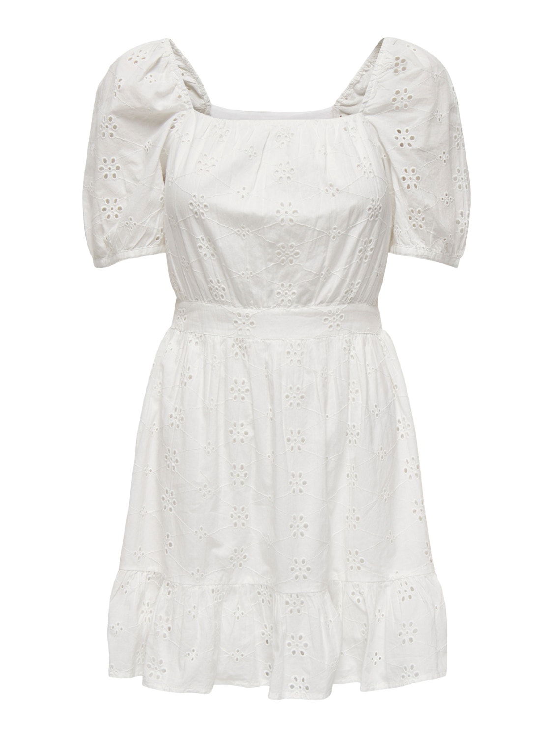 ONLY Mini dress with lace detail and puff sleeves -Cloud Dancer - 15296335