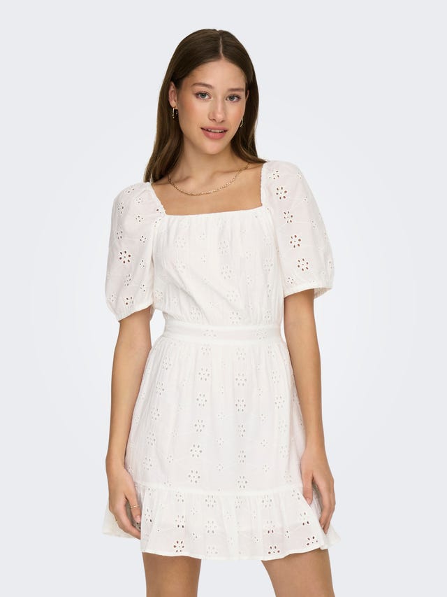ONLY Mini dress with lace detail and puff sleeves - 15296335