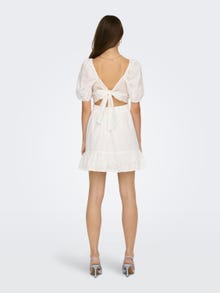 ONLY Regular Fit U-Neck Puff sleeves Short dress -Cloud Dancer - 15296335