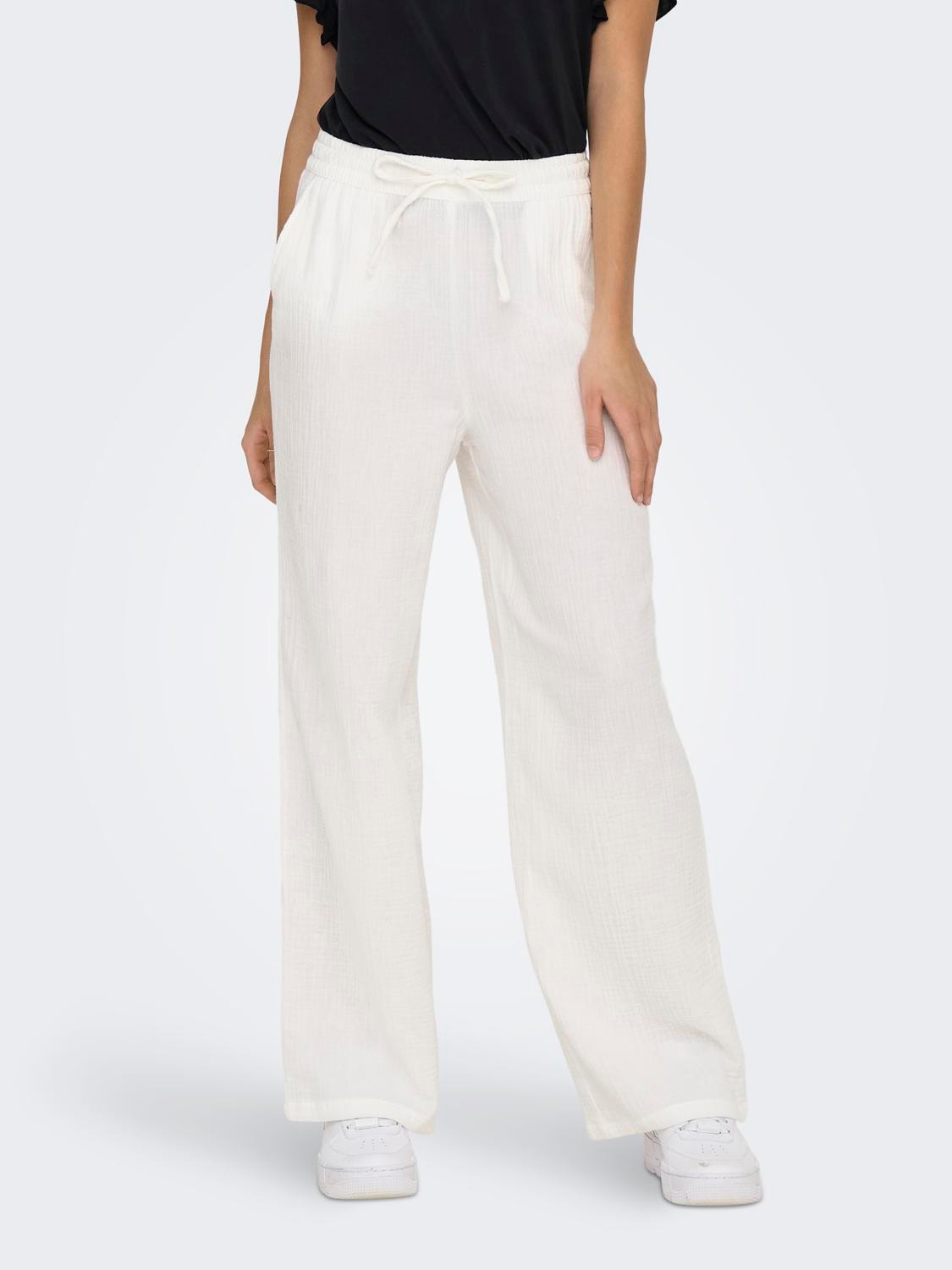 Bukser med elastik i taljen | Hvid