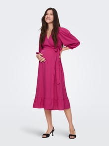 ONLY Mama midi wrap dress -Fuchsia Purple - 15296460