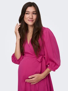 ONLY Mama midi wrap dress -Fuchsia Purple - 15296460