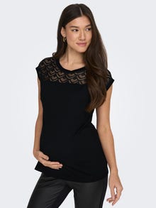 ONLY Normal geschnitten Rundhals Maternity T-Shirt -Black - 15296469