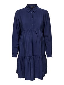 ONLY Normal geschnitten Hemdkragen Maternity Kurzes Kleid -Evening Blue - 15296535