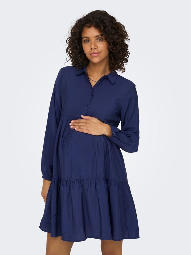 ONLY Vestido corto Corte regular Cuello de camisa Premamá - 15296535