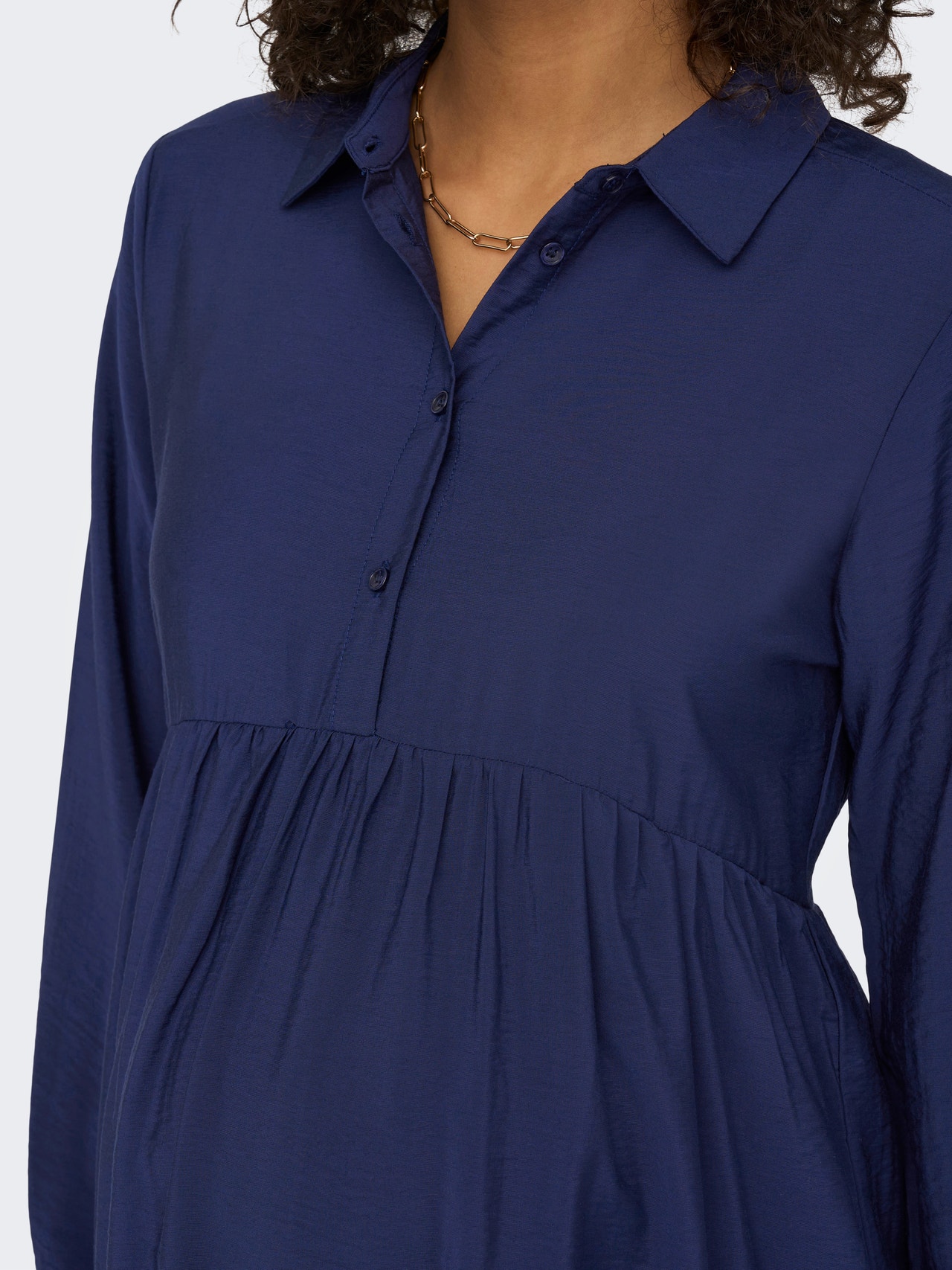 ONLY Normal geschnitten Hemdkragen Maternity Kurzes Kleid -Evening Blue - 15296535