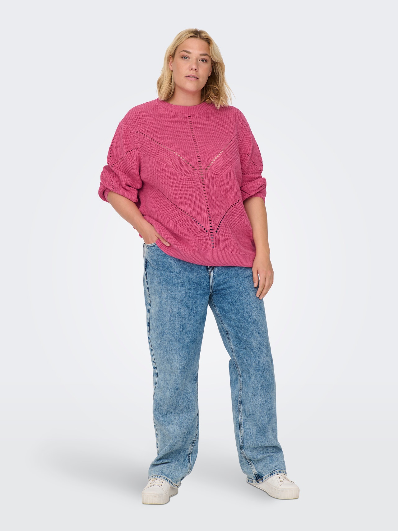 ONLY Curvy o-neck knitted pullover -Fuchsia Purple - 15296585