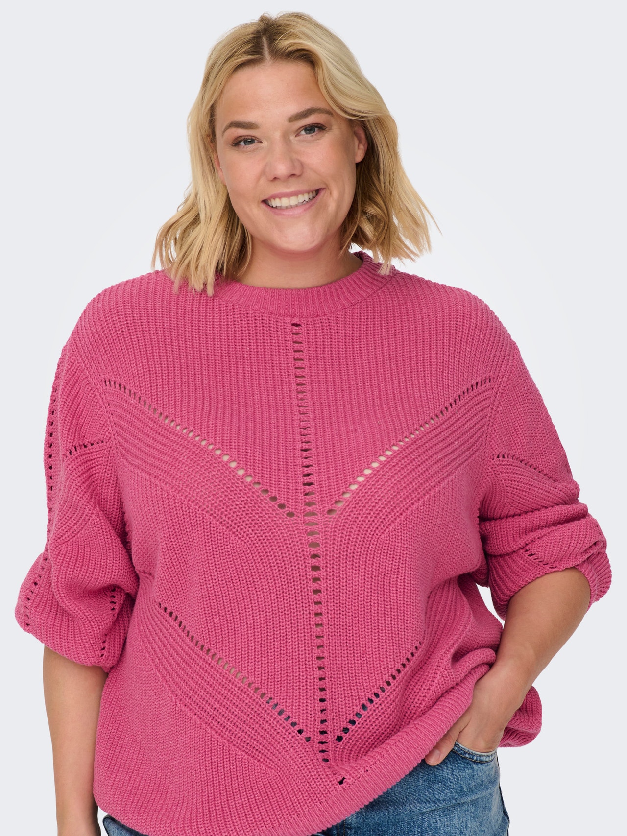 ONLY Curvy o-neck knitted pullover -Fuchsia Purple - 15296585