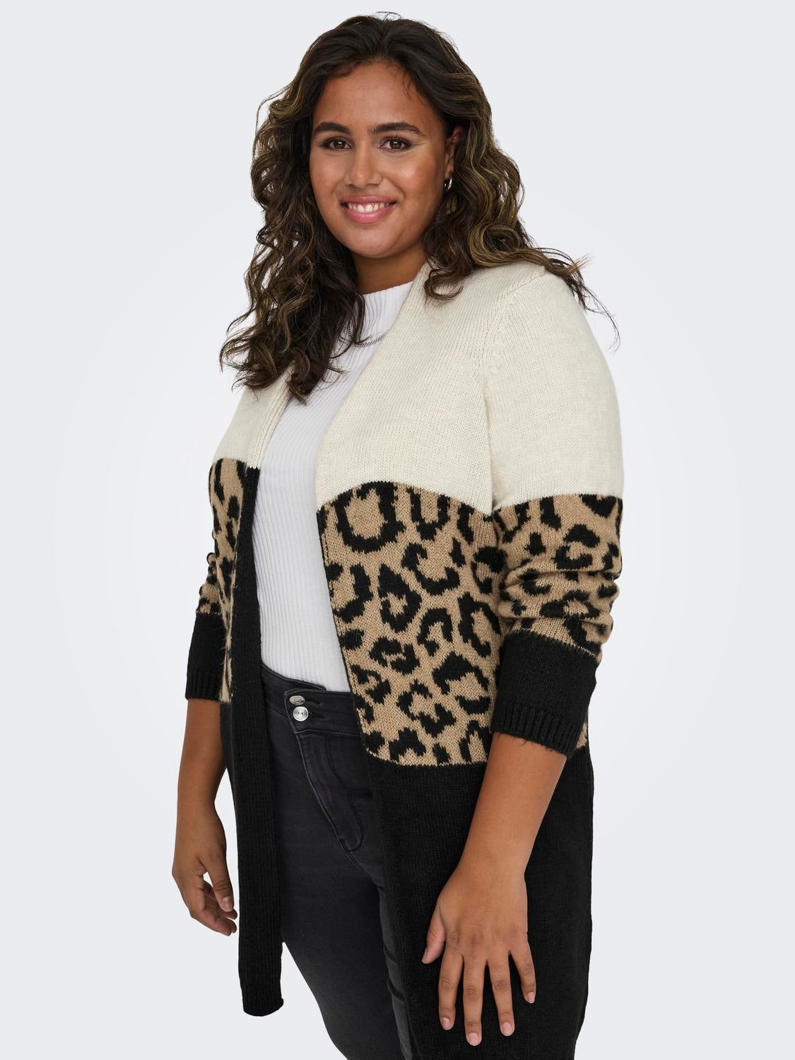 Leopard print long cardigan plus outlet size