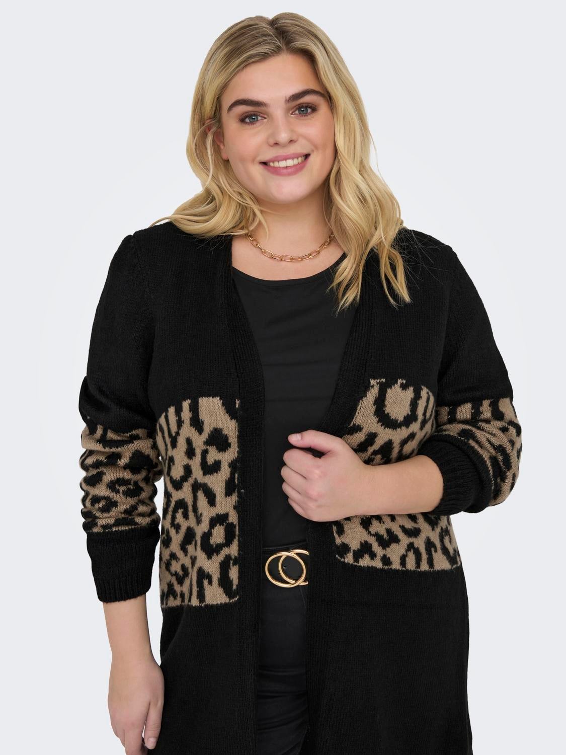 Leopard v outlet neck cardigan