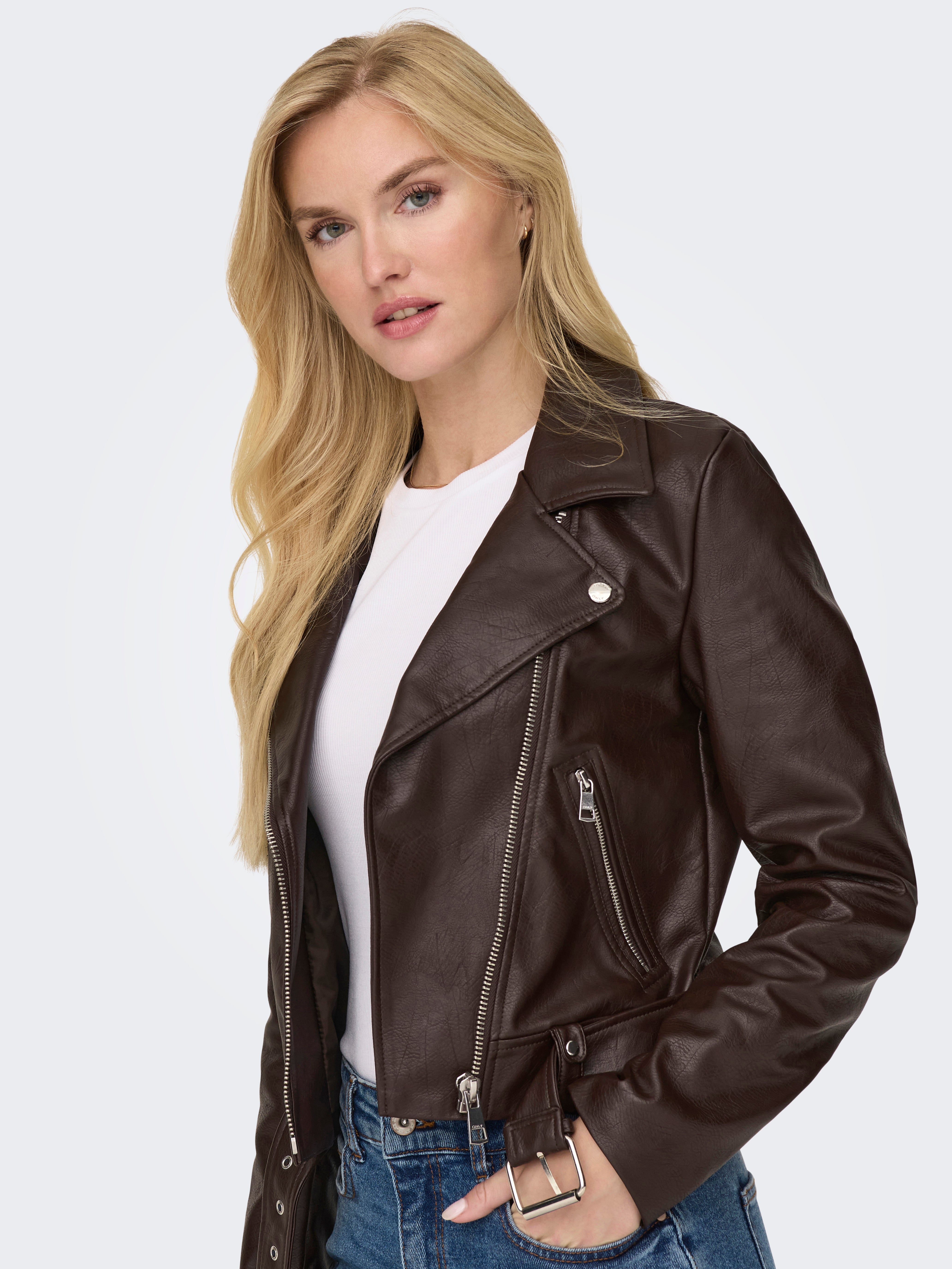 ONLNEWVERA Bikerjacke in Lederoptik | Mittelgrau | ONLY®