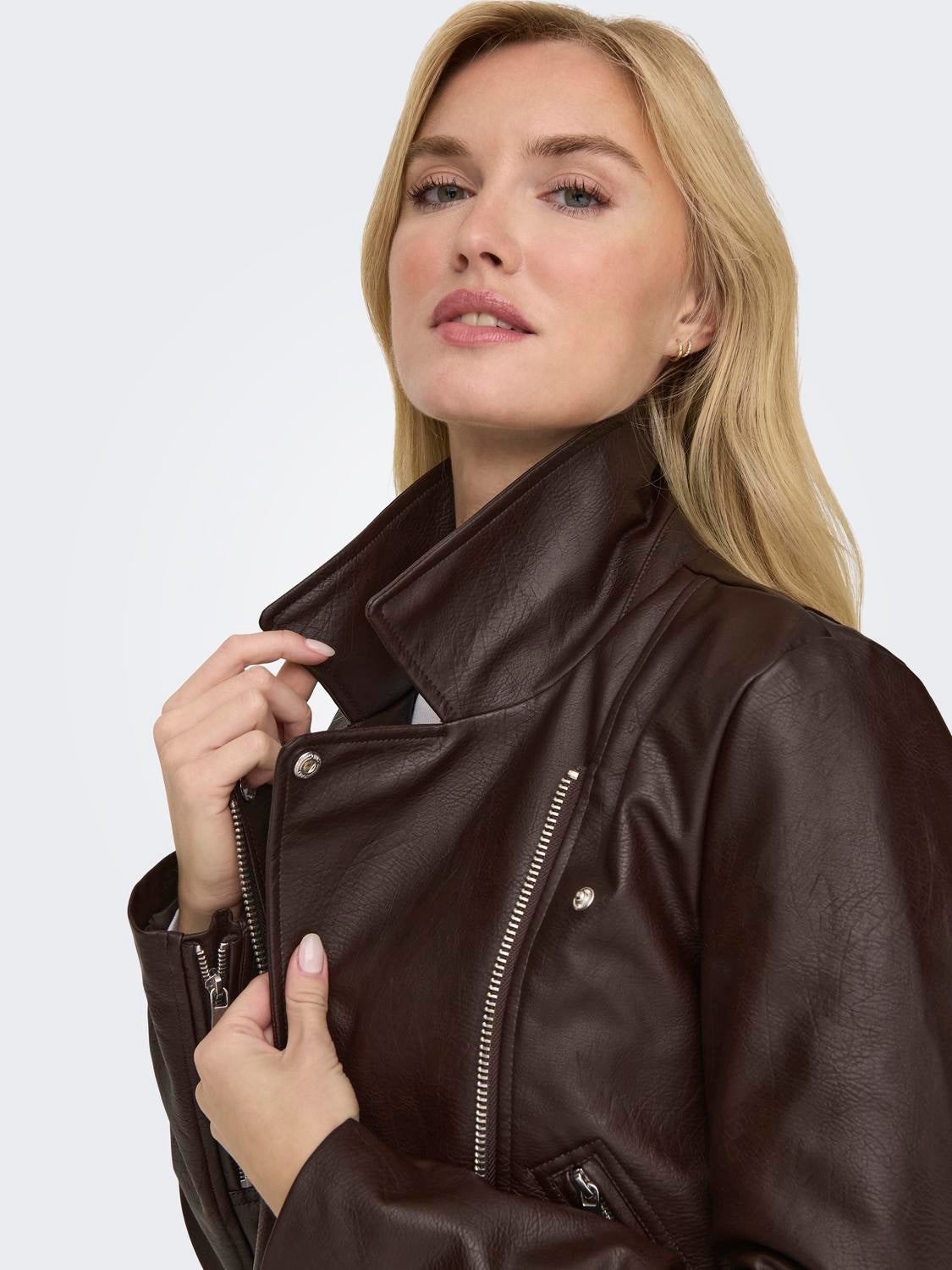 Ladies leather look biker jacket best sale