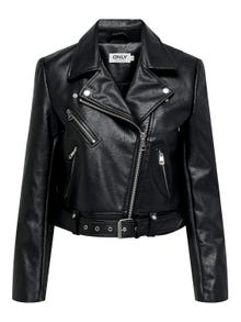 ONLY Biker jakke i imiteret læder -Black - 15296592