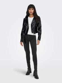 ONLY Faux leather biker jacket -Black - 15296592