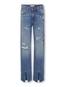 ONLY Jeans Wide Leg Fit Ourlet fendu -Medium Blue Denim - 15296599