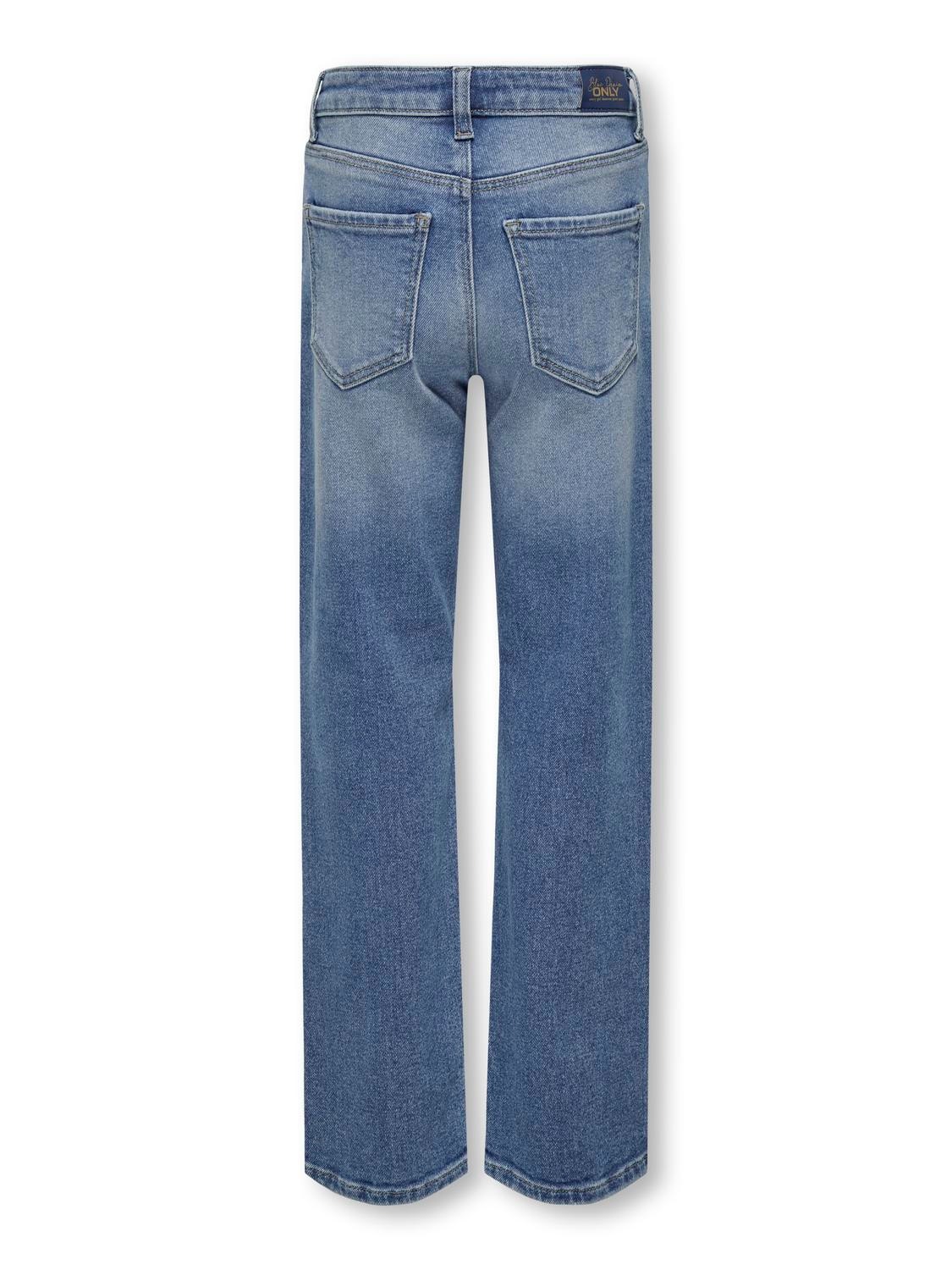 ONLY Wide leg fit Zoom met split Jeans -Medium Blue Denim - 15296599