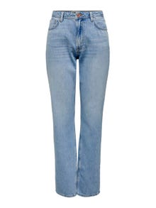 ONLY Gerade geschnitten Mittlere Taille Jeans -Light Blue Denim - 15296921