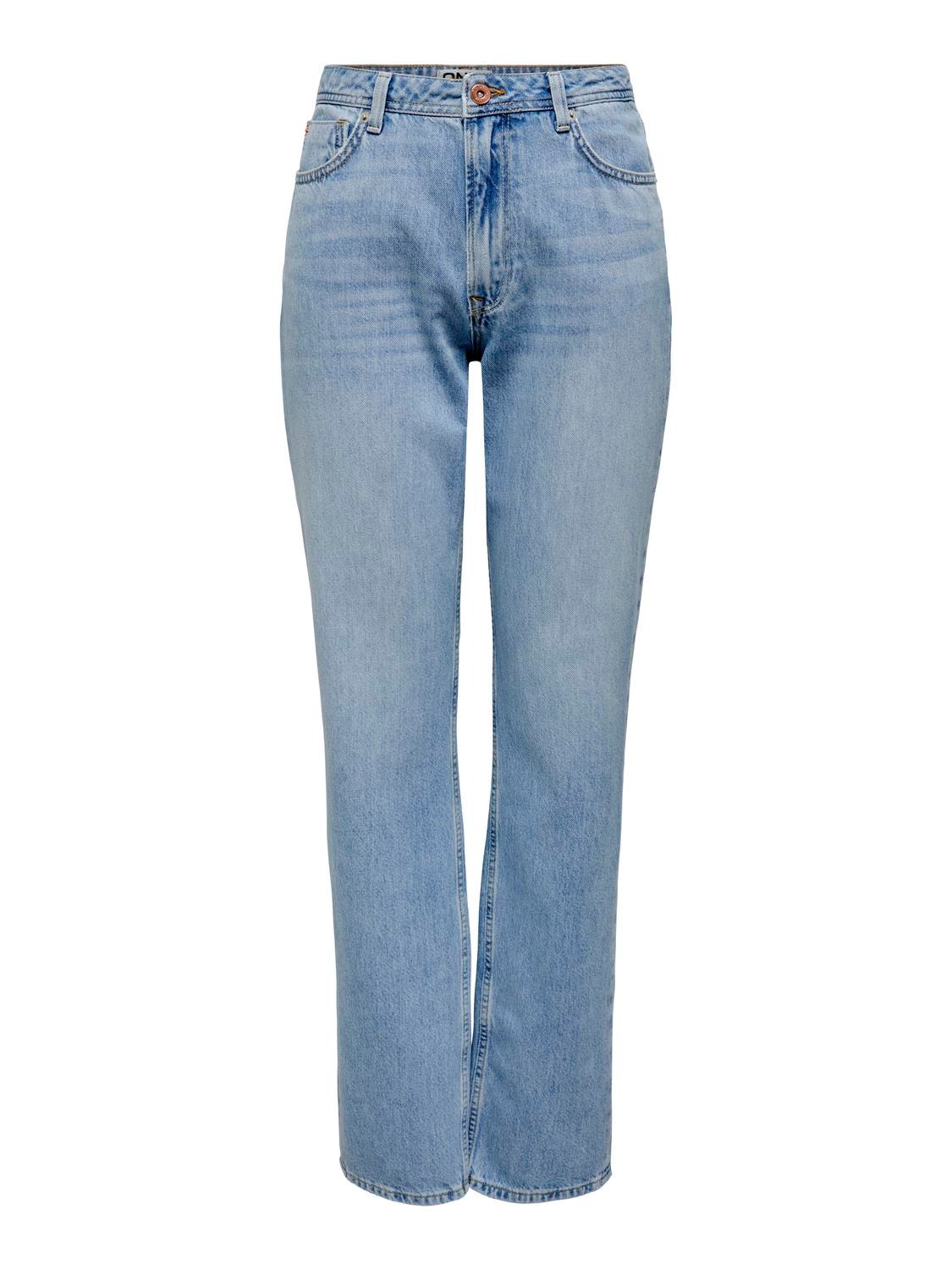 ONLY ONLJACI Mid Waist STRAIGHT jeans -Light Blue Denim - 15296921