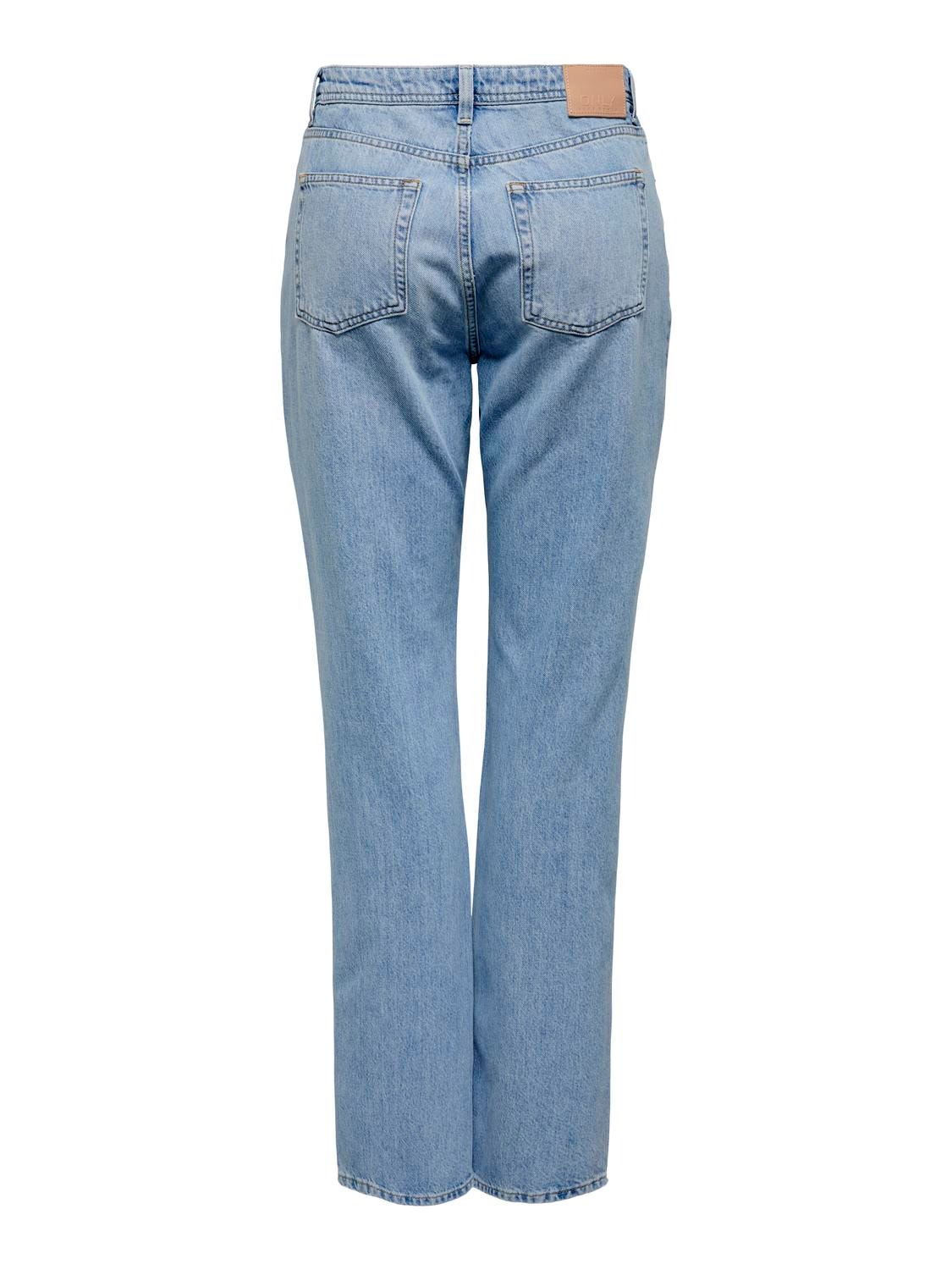 ONLY Jeans Straight Fit Taille moyenne -Light Blue Denim - 15296921