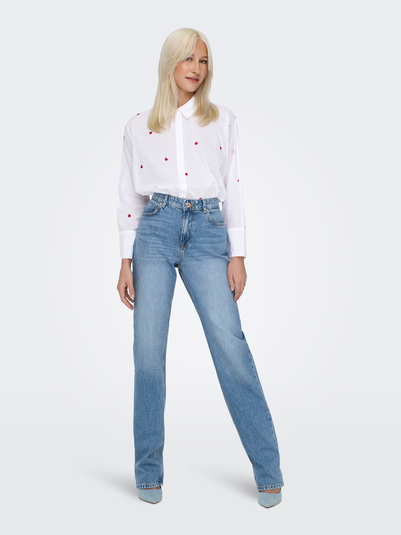 ONLY ONLJACI Taille moyenne Straight Fit Jeans -Light Blue Denim - 15296921