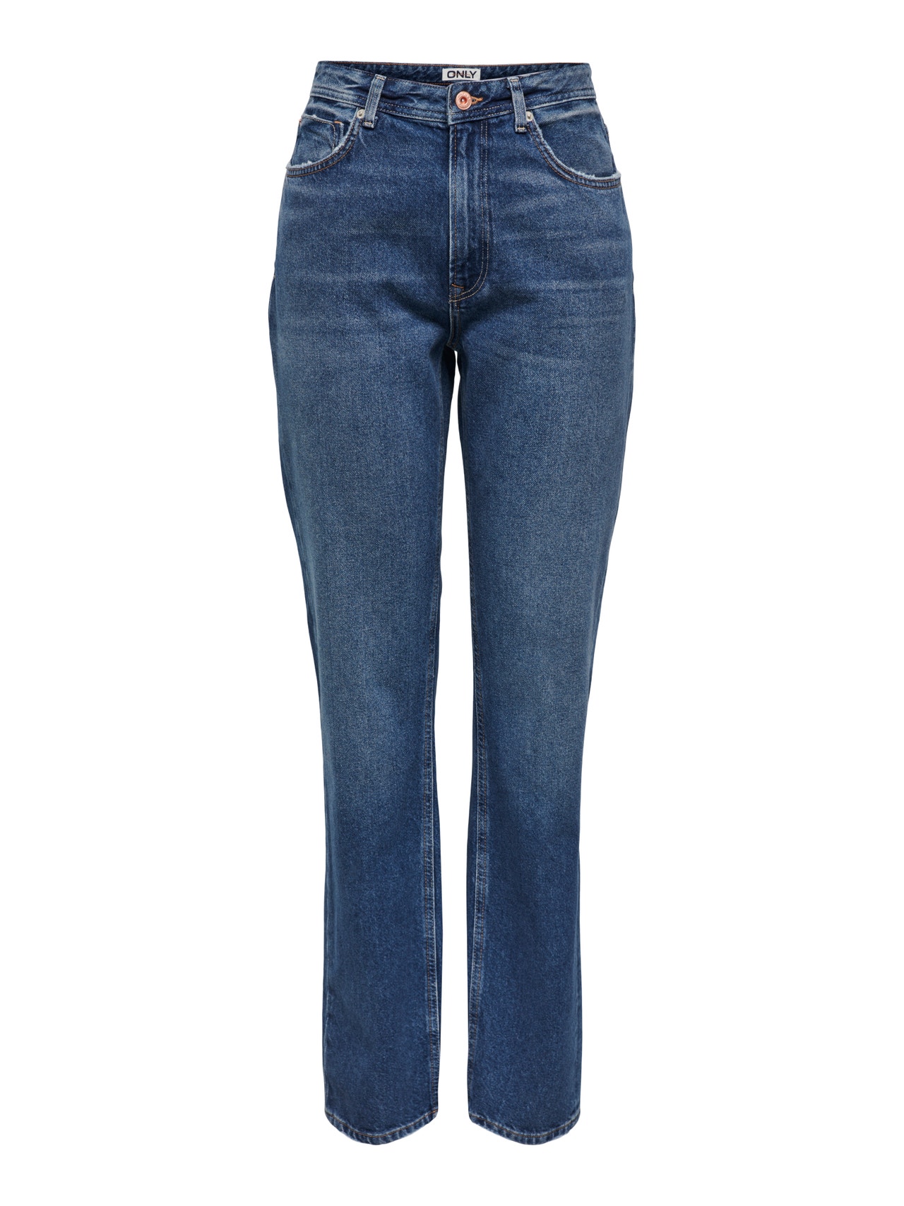 ONLY onljaci mid waist straight jeans -Medium Blue Denim - 15296923