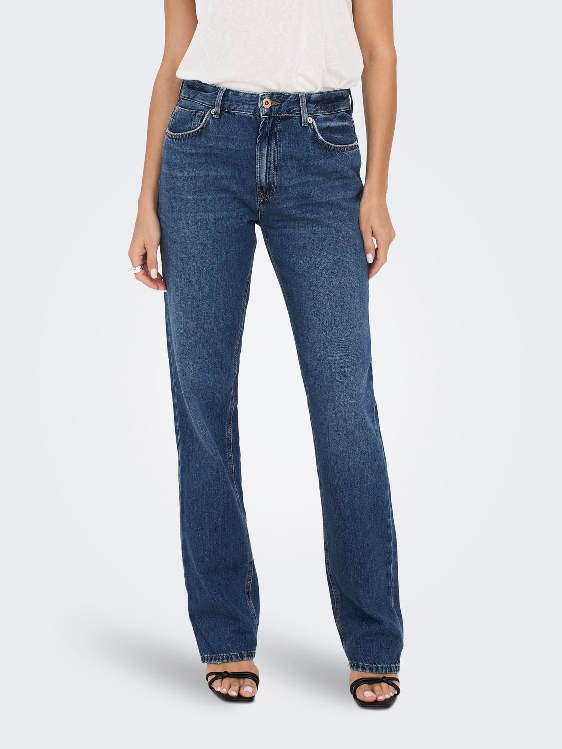 ONLY Gerade geschnitten Mittlere Taille Jeans -Medium Blue Denim - 15296923
