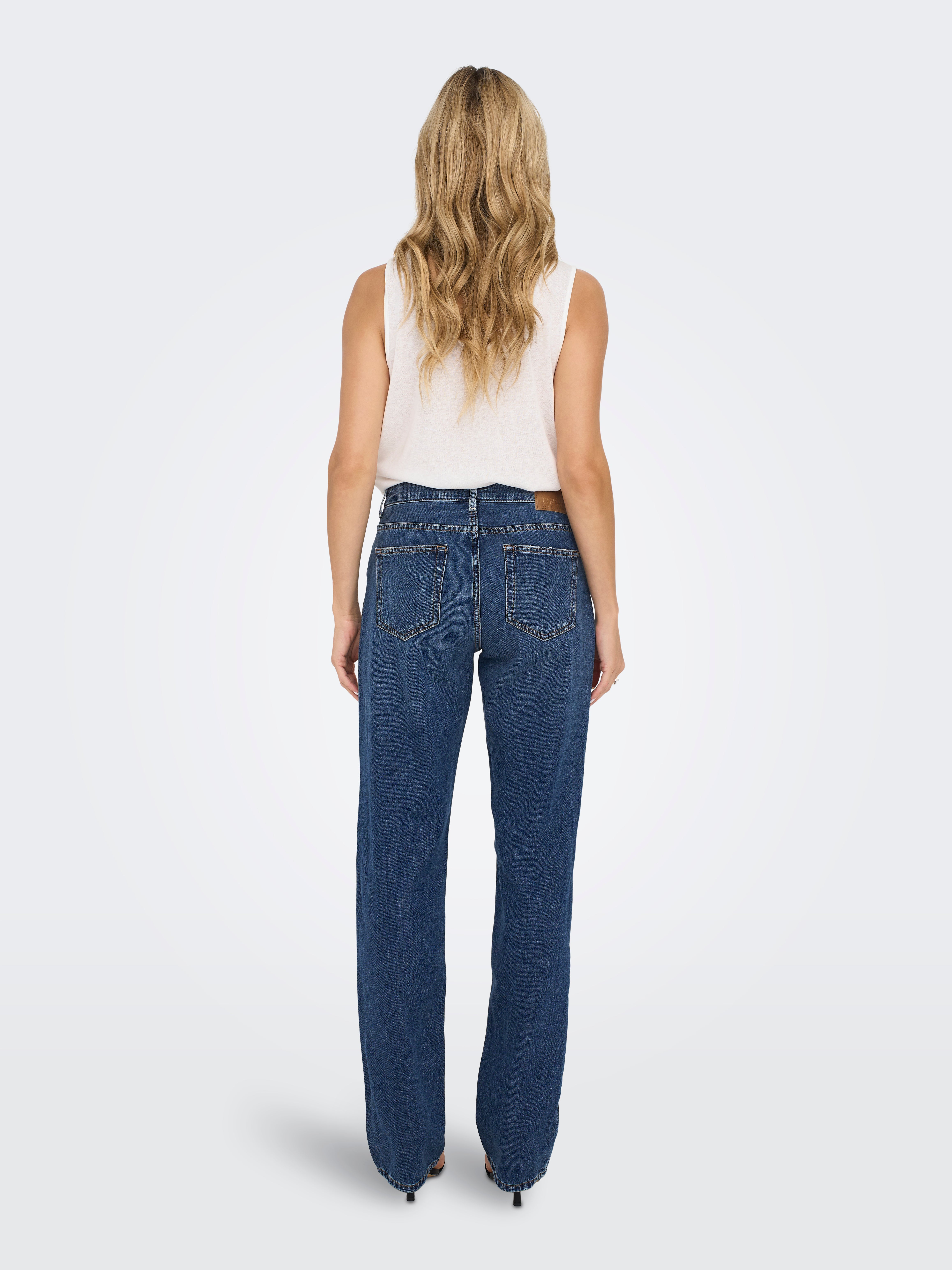 ONLJACI Mid waist Straight Fit Jeans | Medium Blue | ONLY®
