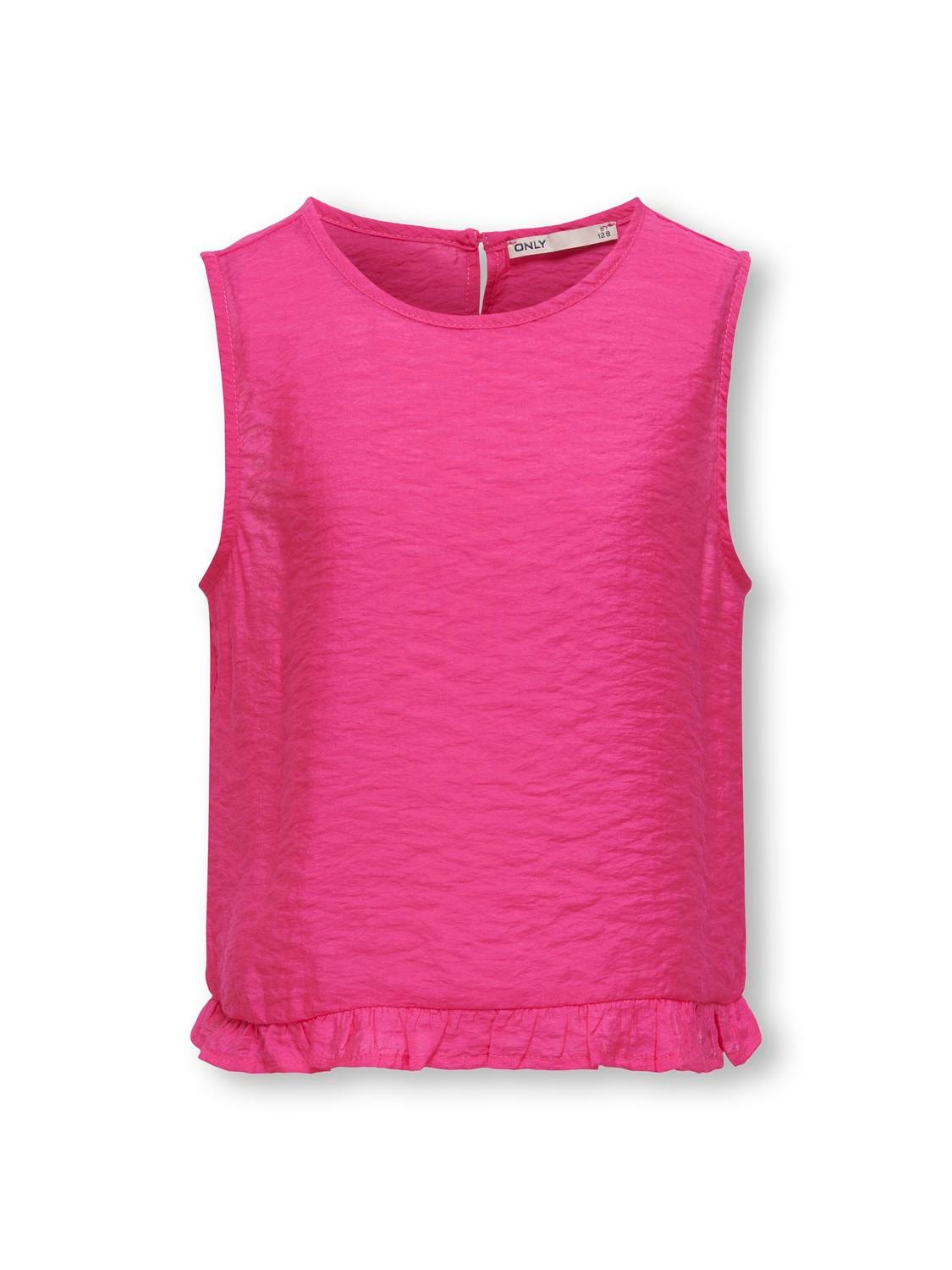 ONLY O-neck top with frill edge -Fuchsia Purple - 15296957