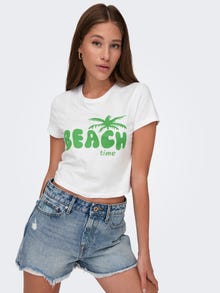 ONLY Cropped o-neck t-shirt -Bright White - 15296958