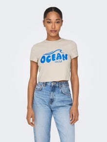 ONLY Cropped o-neck t-shirt -Sandshell - 15296958