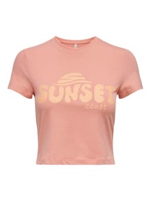 ONLY Cropped o-hals t-shirt -Coral Haze - 15296958