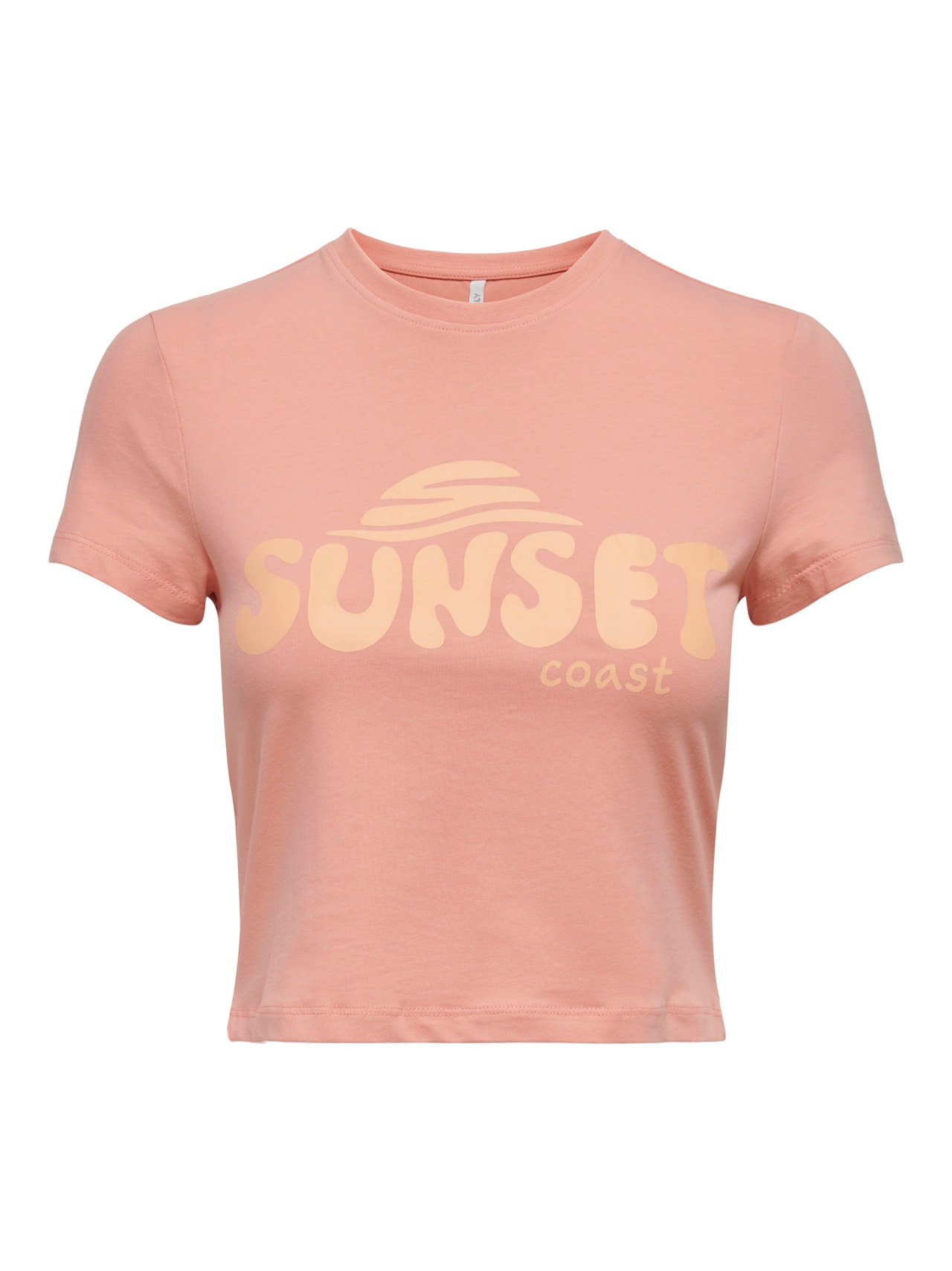 ONLY Cropped o-neck t-shirt -Coral Haze - 15296958